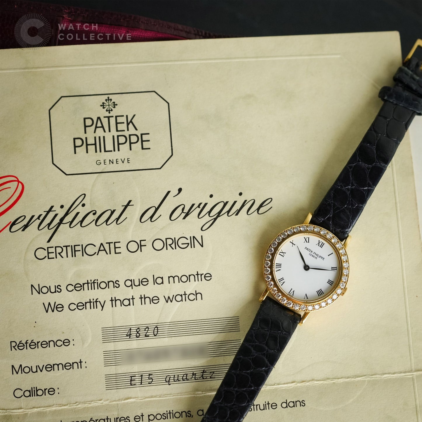 Patek Philippe Calatrava 18k Yellow Gold Diamond Bezel 25mm quartz 4820