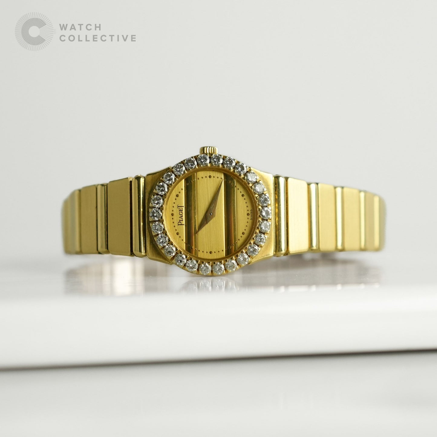 Piaget Mini Polo Factory 18k Yellow Gold diamond bezel 21mm quartz 8296 C 701