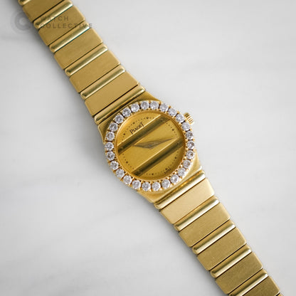 Piaget Mini Polo Factory 18k Yellow Gold diamond bezel 21mm quartz 8296 C 701
