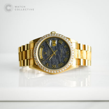 Rolex Day Date factory ferrite with AM bezel double quickset 18k Yellow Gold 18248