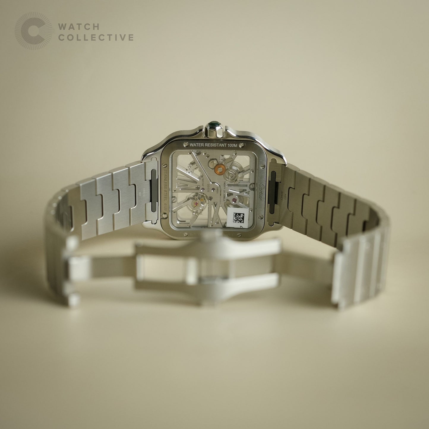 Complete Set Cartier Skeleton dial santos stainless steel 47.5x38mm manual 4109