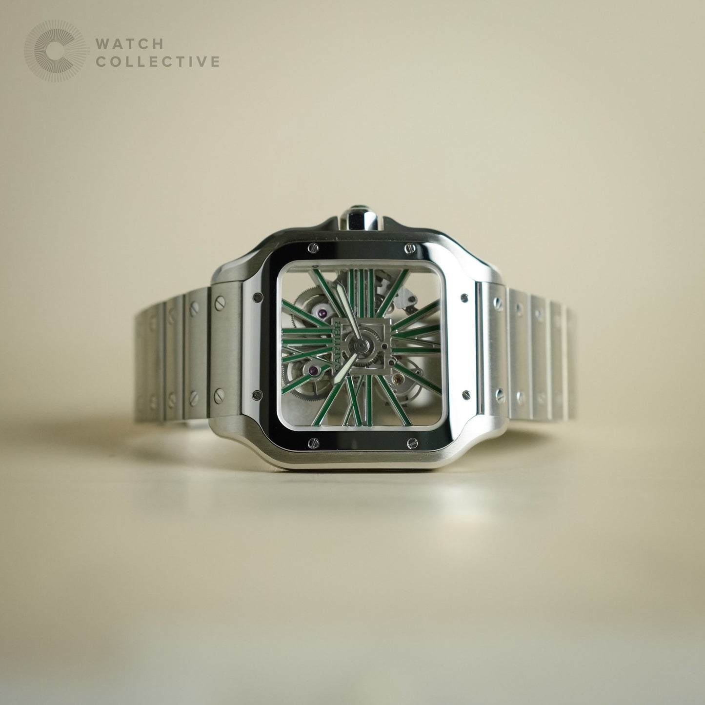 Complete Set Cartier Skeleton dial santos stainless steel 47.5x38mm manual 4109