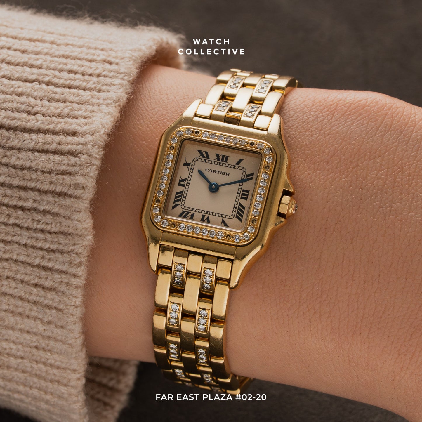 Cartier Ladies Panthere Diamond bezel 18k Yellow gold 22mm quartz 86691