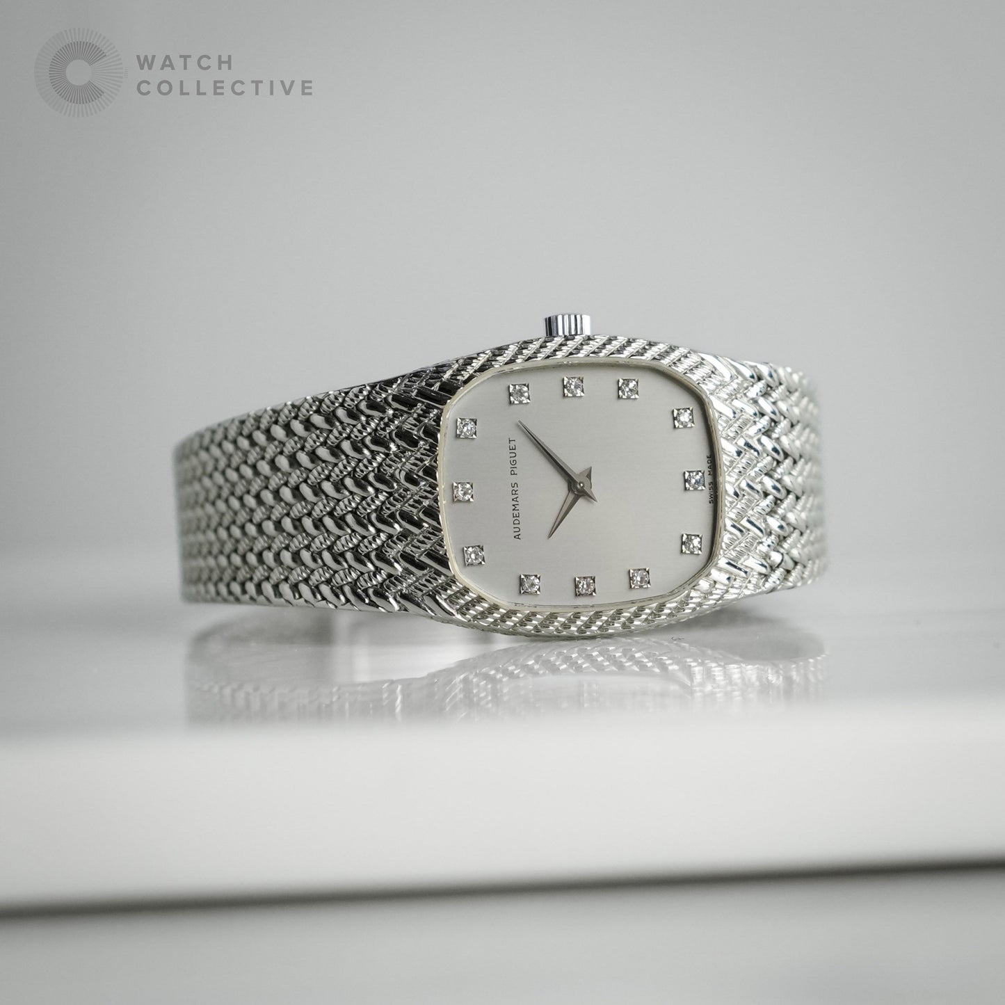 Full Set💎Audemars Piguet 18k white gold diamond dress watch 21.5mm manual