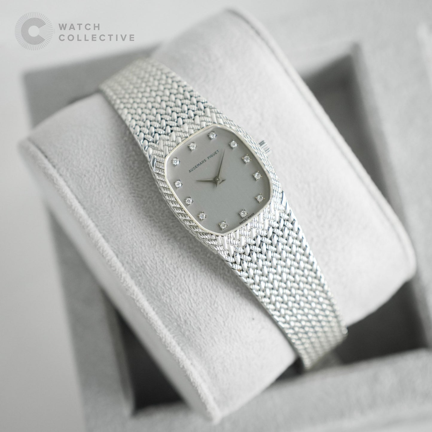 Full Set💎Audemars Piguet 18k white gold diamond dress watch 21.5mm manual