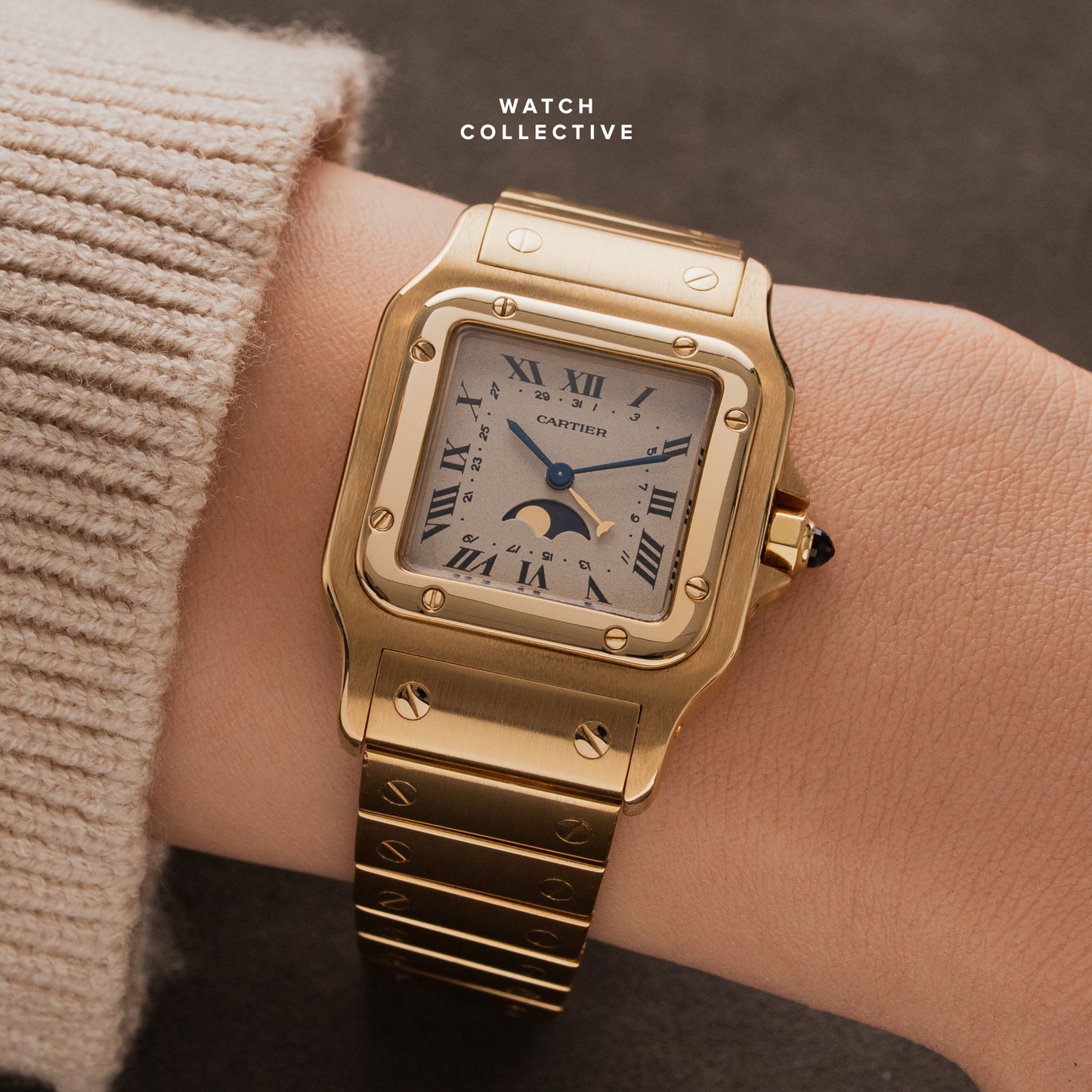 Cartier Santos Galbee Moonphase 18k Yellow Gold 29mm Quartz 19901
