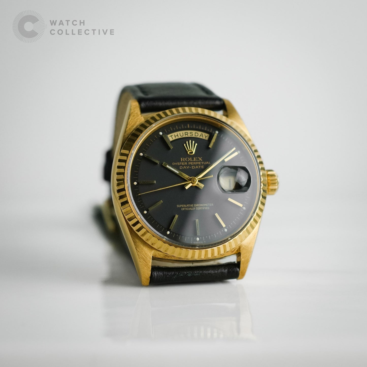 Rolex Daydate Oyster Perpetual 18k Yellow Gold Black dial 30mm automatic 1803