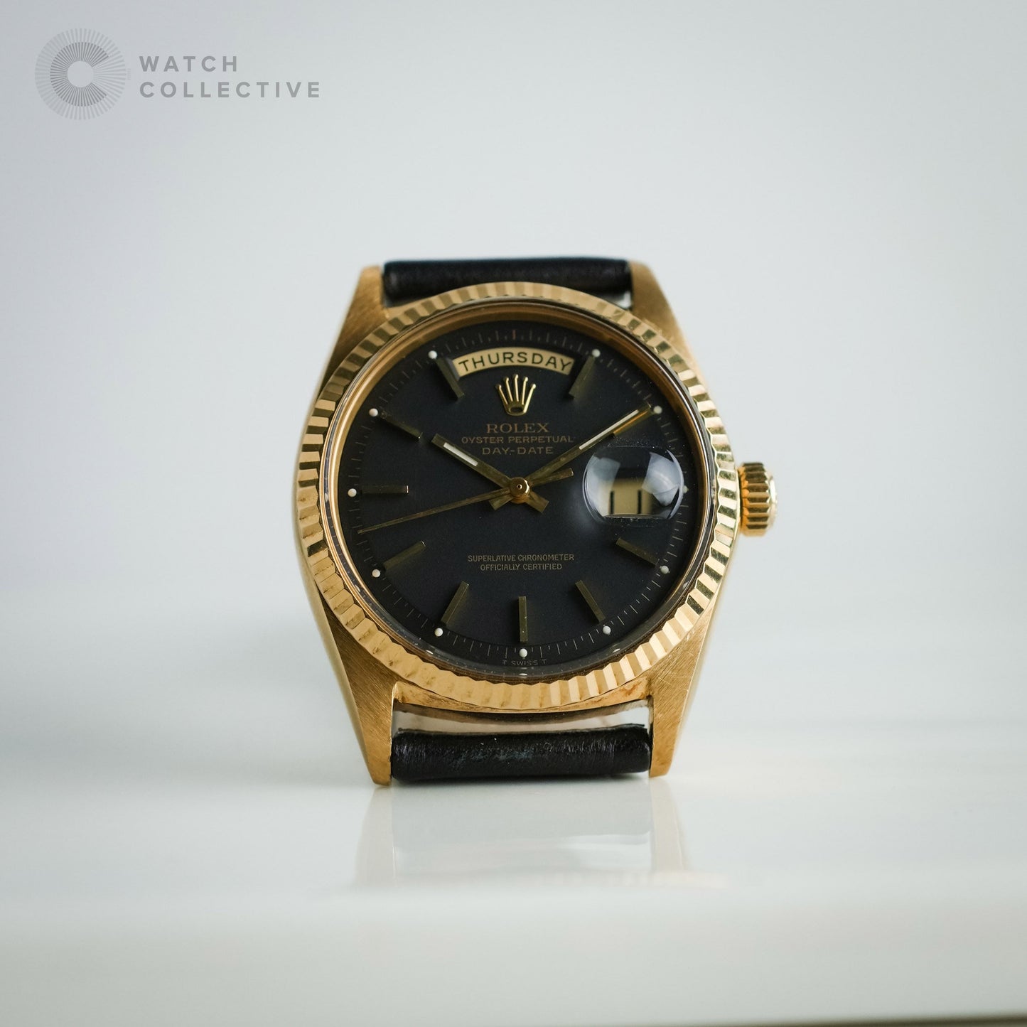 Rolex Daydate Oyster Perpetual 18k Yellow Gold Black dial 30mm automatic 1803
