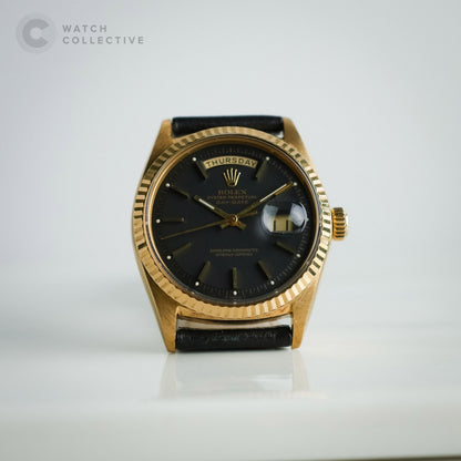 Rolex Daydate Oyster Perpetual 18k Yellow Gold Black dial 30mm automatic 1803