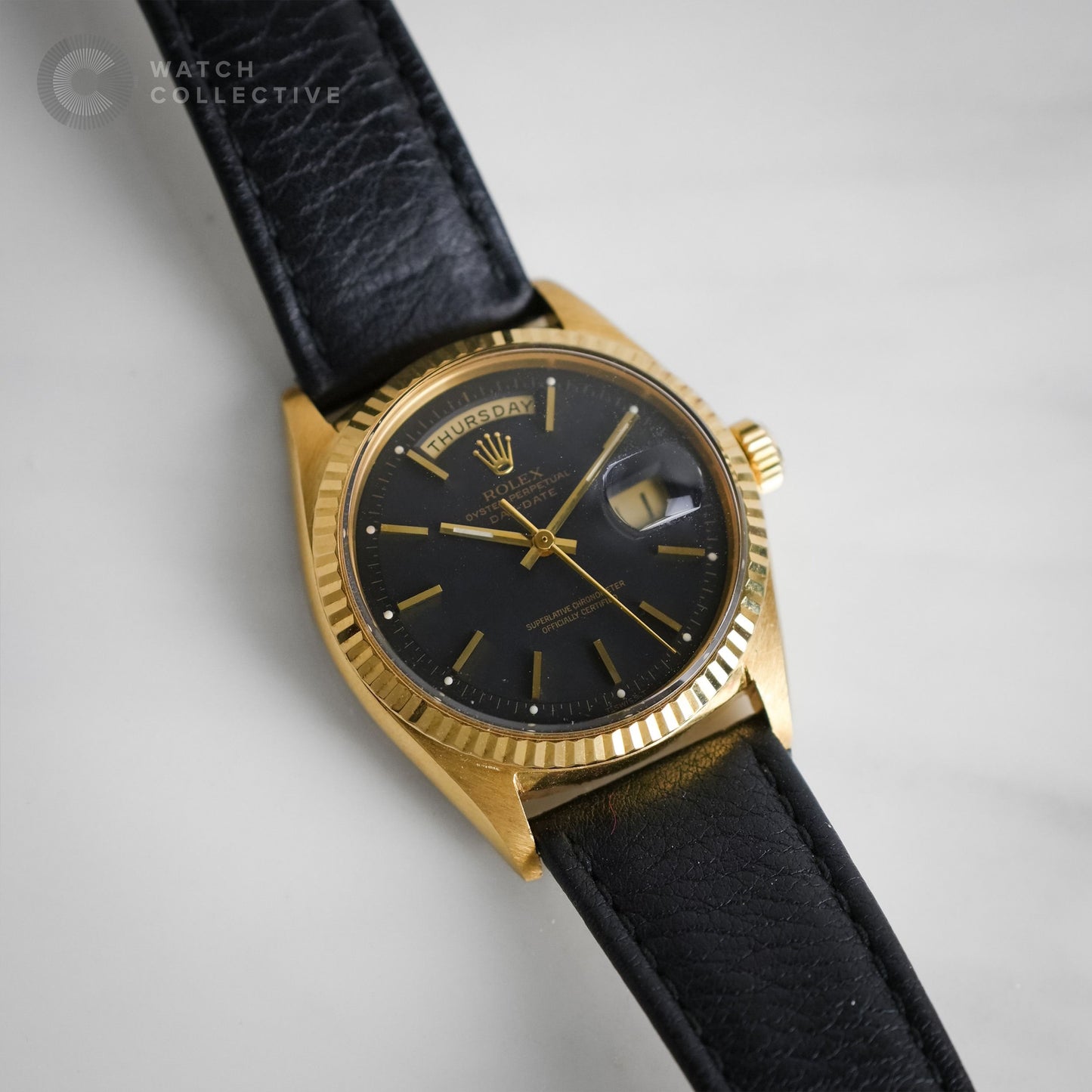 Rolex Daydate Oyster Perpetual 18k Yellow Gold Black dial 30mm automatic 1803