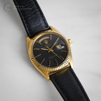 Rolex Daydate Oyster Perpetual 18k Yellow Gold Black dial 30mm automatic 1803