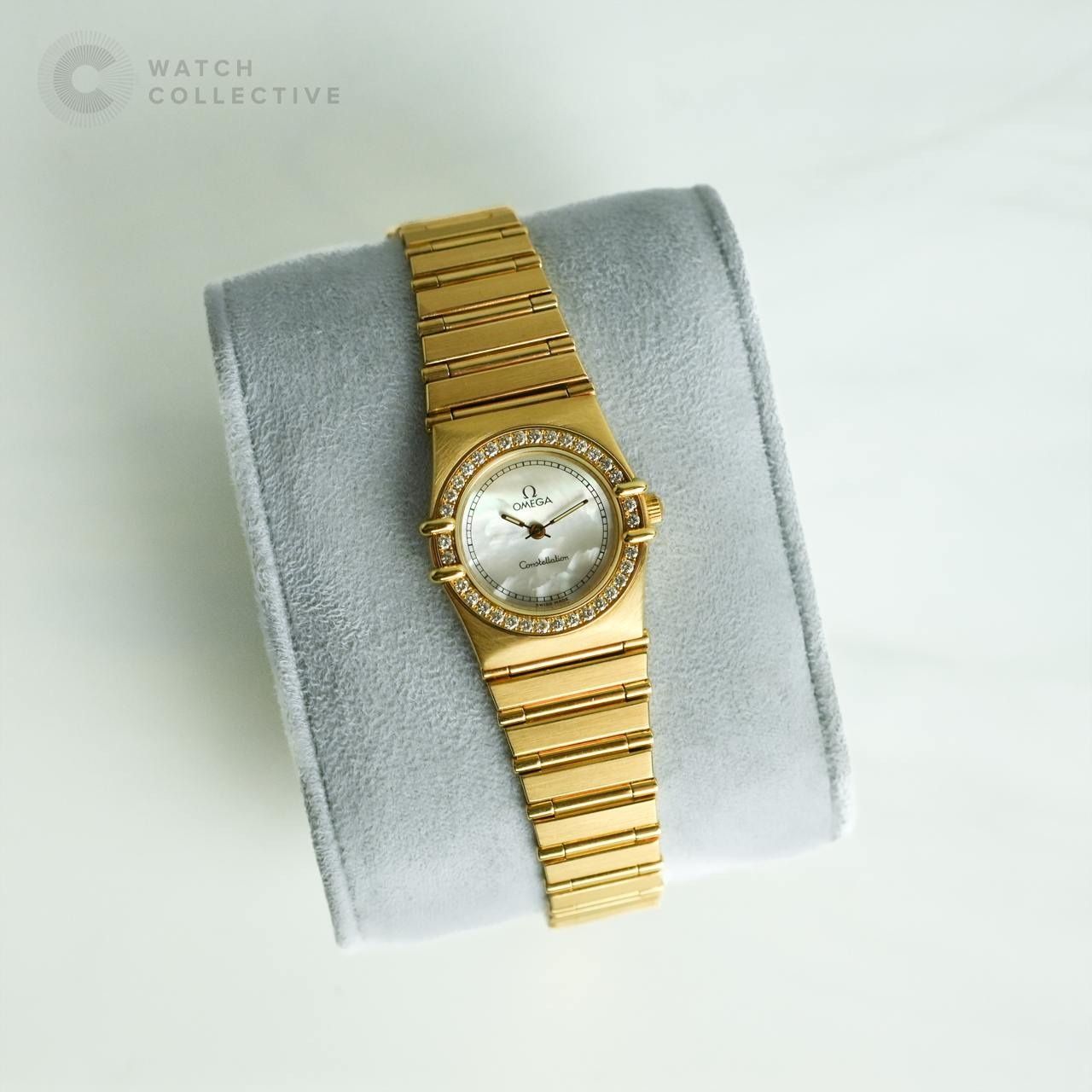 Omega Constellation 18k Solid gold MOP diamond bezel ladies 22mm quartz 8951081.1