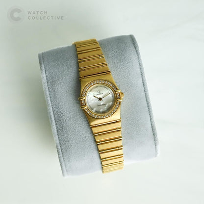Omega Constellation 18k Solid gold MOP diamond bezel ladies 22mm quartz 8951081.1