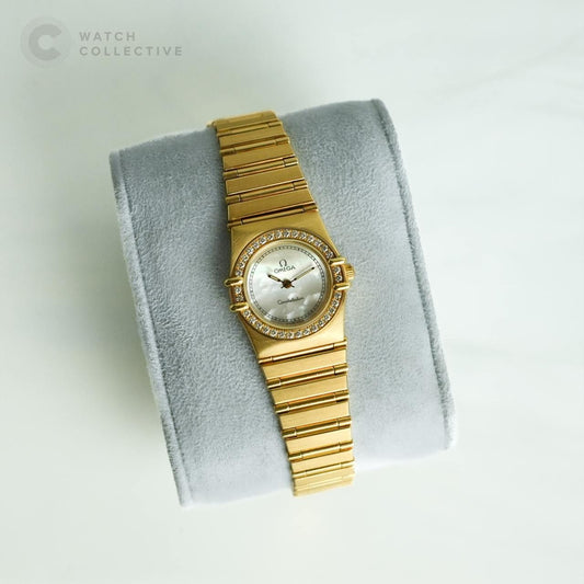 Omega Constellation 18k Solid gold MOP diamond bezel ladies 22mm quartz 8951081.1