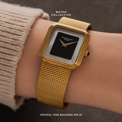 Patek Philippe 18k Yellow Gold MOP and onyx dial 27mm manual 3859/1