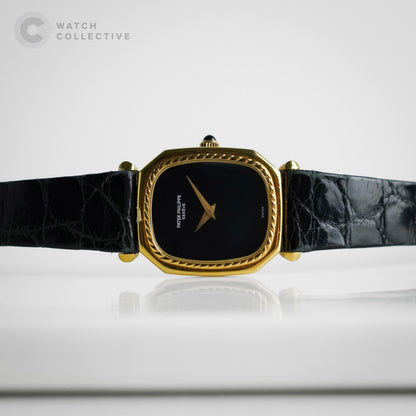 Patek Philippe Golden Ellipse 18k Yellow gold Onyx dial 22x25mm manual 4431