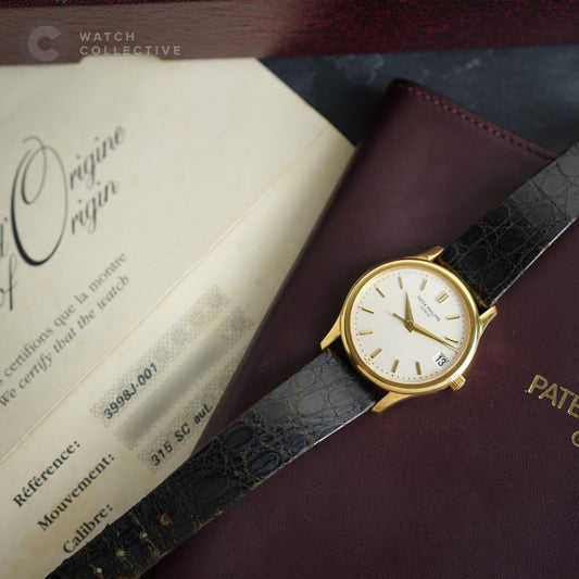 ORIGINAL DEPLOYMENT Patek Philippe Calatrava 18k yellow gold automatic 34mm 3998J