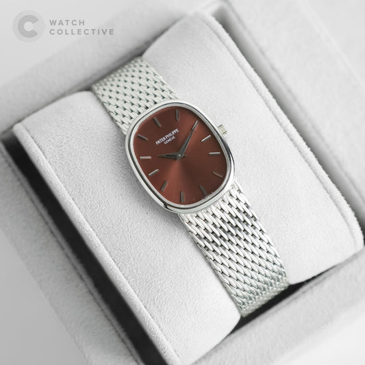Patek Philippe Golden Ellipse 18K White Gold Tropical Salmon Dial 4226