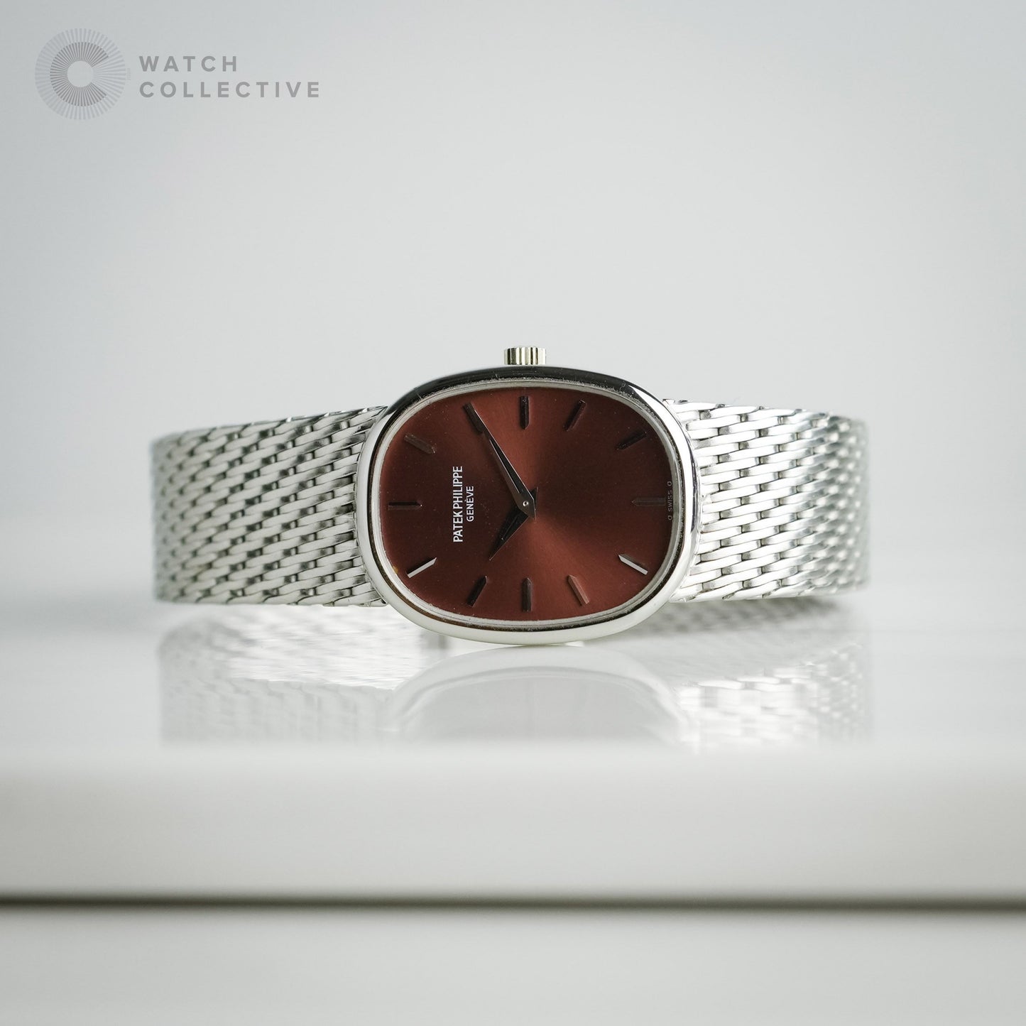 Patek Philippe Golden Ellipse 18K White Gold Tropical Salmon Dial 4226