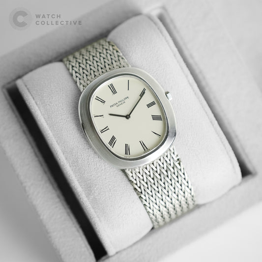 Patek Philippe Grand Ellipse 18K White Gold Silver Roman Dial 3589/1