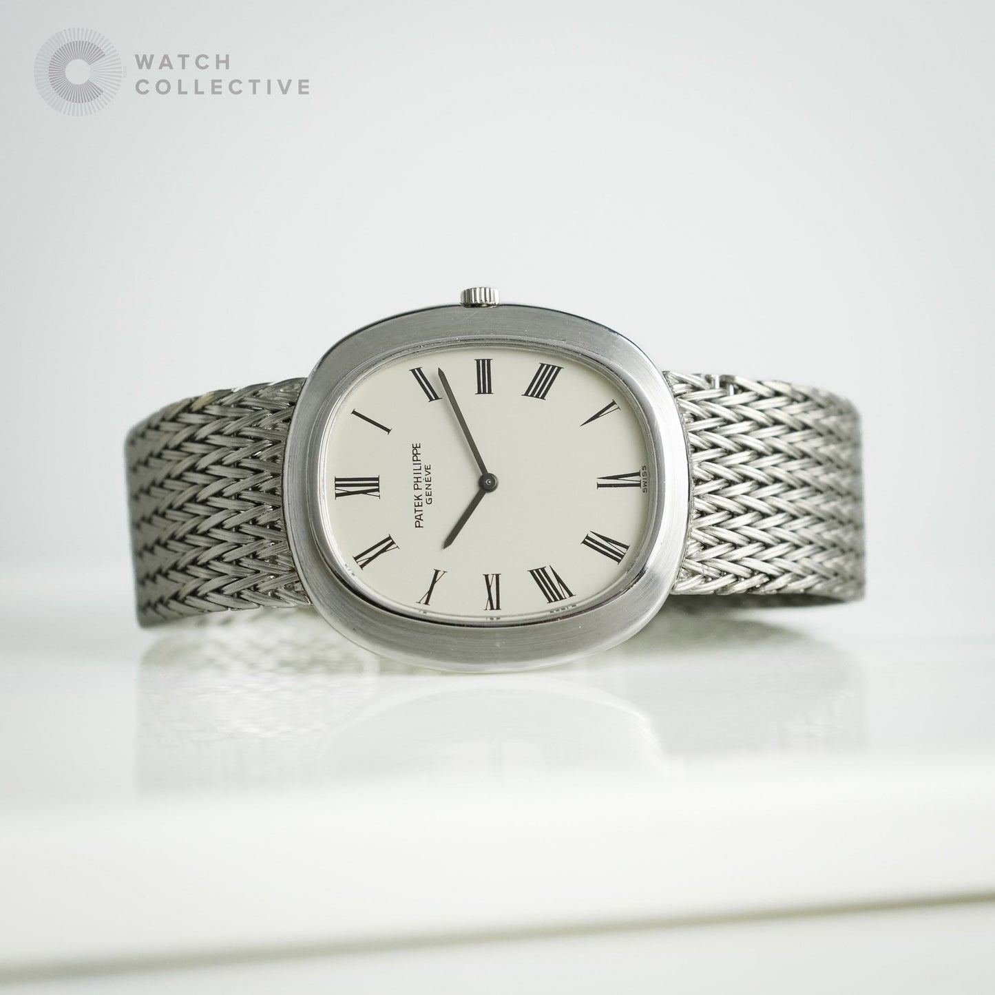 Patek Philippe Grand Ellipse 18K White Gold Silver Roman Dial 3589/1
