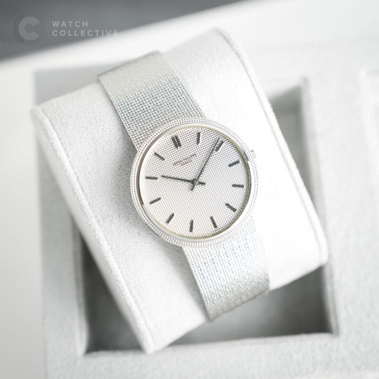Patek Philippe Vintage White gold integrated bracelet watch with hobnail bezel and dial