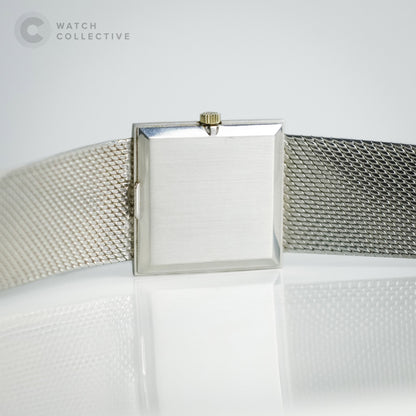 Patek Phillipe Ellipse Integrated Bracelet Rectangle 18K White Gold Blue Dial 3571/1