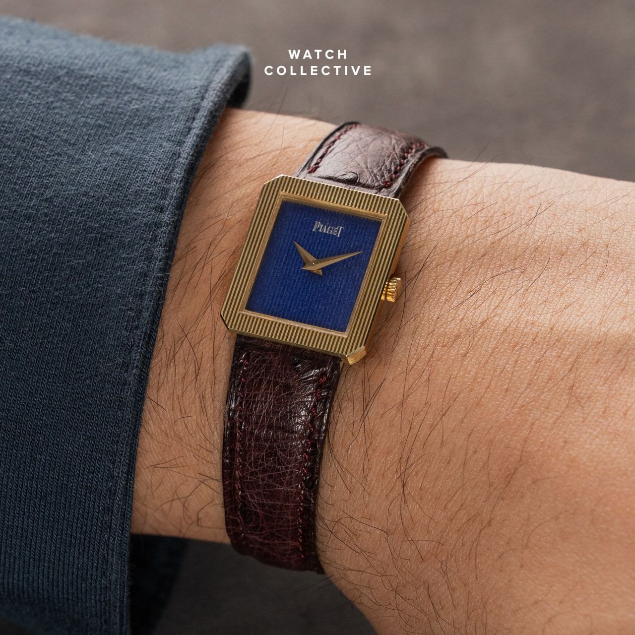 Piaget Protocole Blue Ribbed Dial 18k Yellow Gold Dial 20mm Quartz 8354