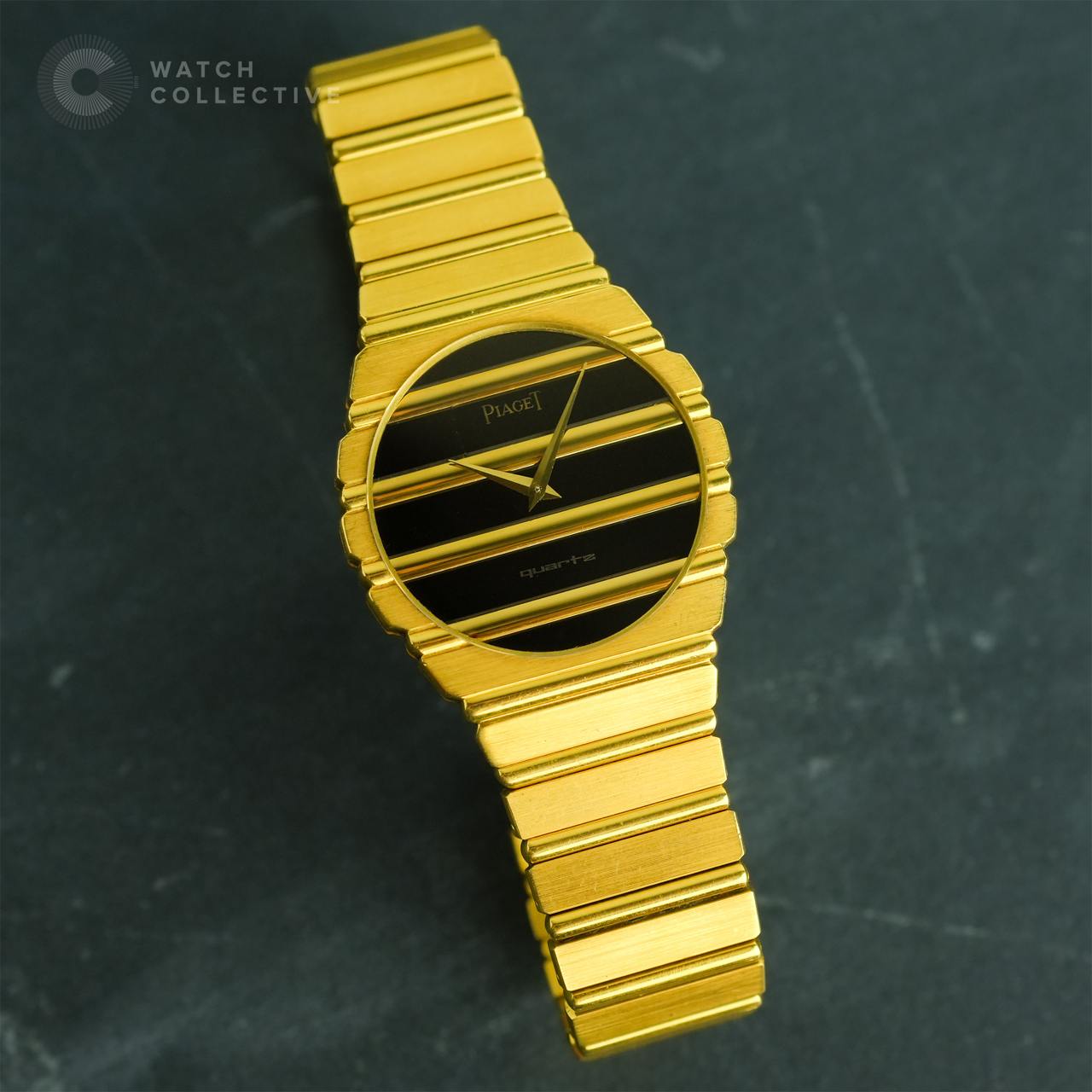 Piaget Polo Onyx and Gold Dial 18k Yellow Gold 34mm Quartz 7661C701