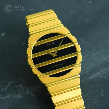 Piaget Polo Onyx and Gold Dial 18k Yellow Gold 34mm Quartz 7661C701