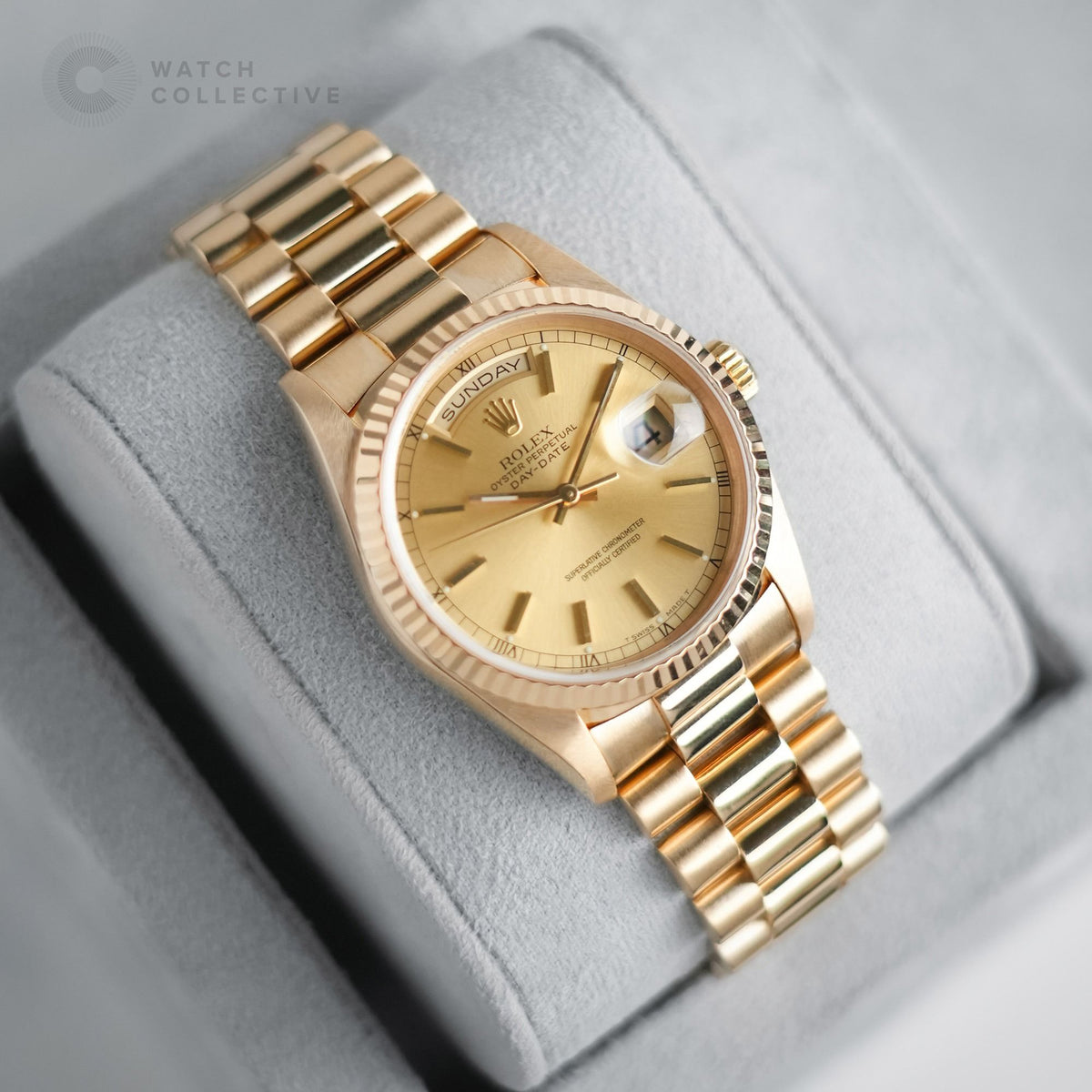 18038 Rolex | Daydate 18038 18k Yellow Gold Champagne | Watch Collective