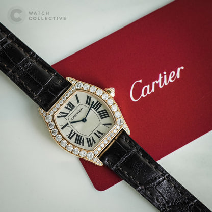 Cartier Tortue 18k Rose Gold Factory set Diamonds 28mm WA507031