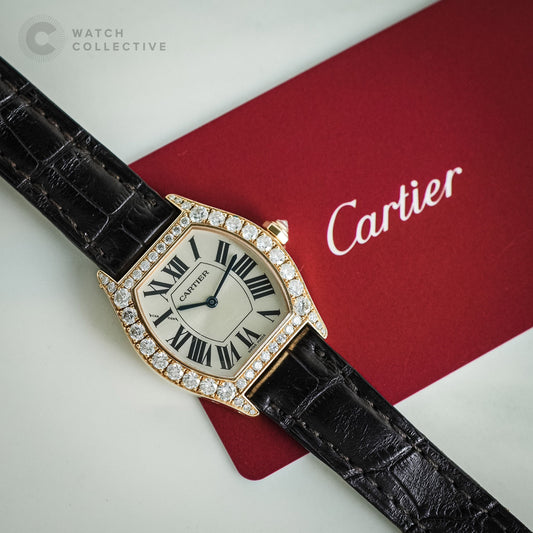 Cartier Tortue 18k Rose Gold Factory set Diamonds 28mm WA507031