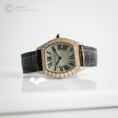 Cartier Tortue 18k Rose Gold Factory set Diamonds 28mm WA507031