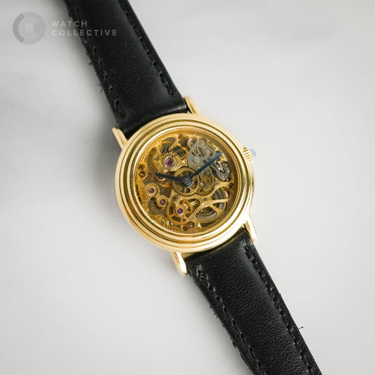 Chopard Vintage Skeleton 18K Yellow Gold Manual Winding Original Buckle