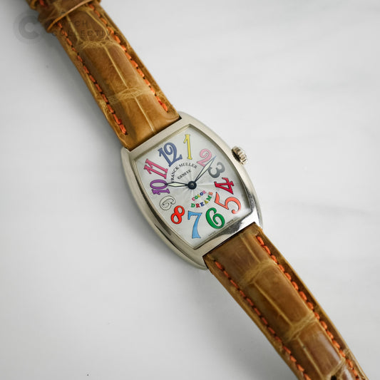 Franck Muller Cintree Curvex Color dreams 18k White gold 28x39mm quartz 7502 QZ