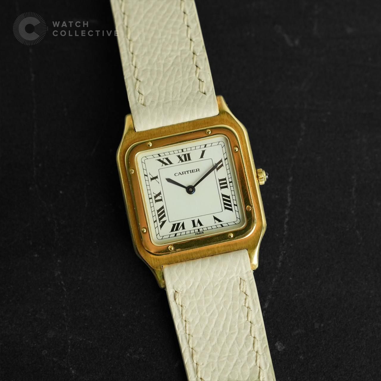Cartier Santos Dumont 18k Yellow Gold Extra plate Paris dial 96054