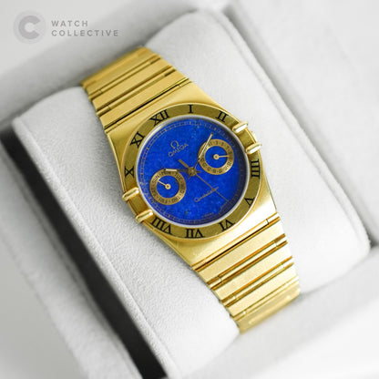 Omega Constellation Daydate Solid Gold Lapis 18k yellow gold 34mm quartz 496.1071