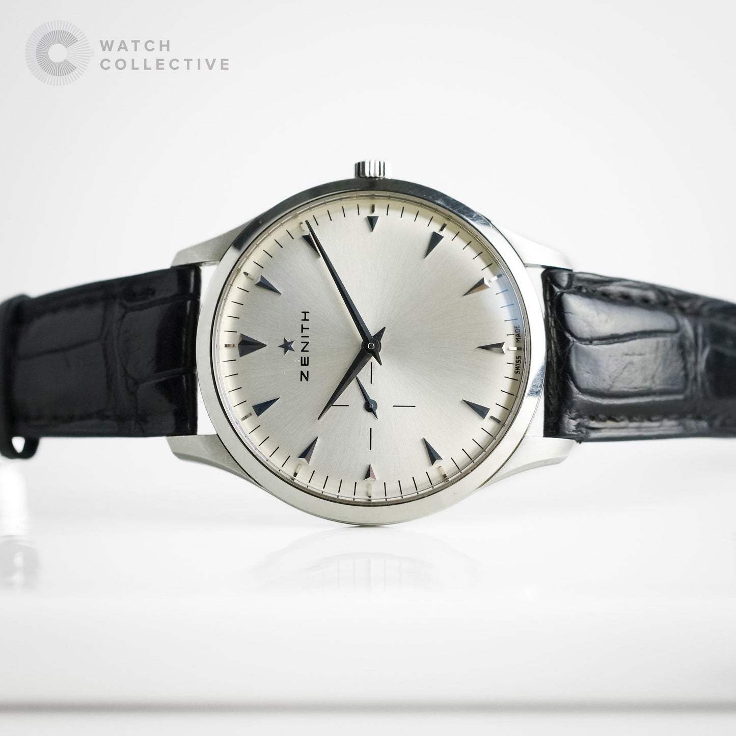 Zenith elite ultra thin white dial steel automatic 40mm