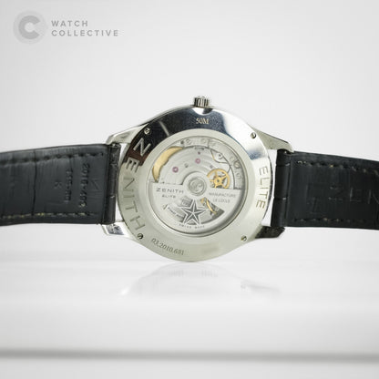 Zenith elite ultra thin white dial steel automatic 40mm