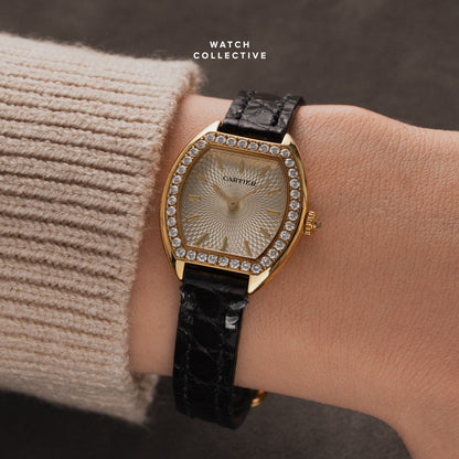 Cartier Mini Tortue Diamond Bezel 18k Yellow Gold 24mm Quartz 1945