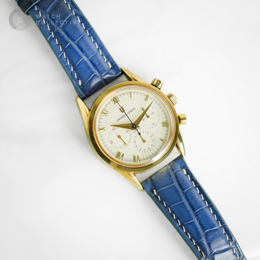Universal Compax 18K Yellow Gold White Dial 36Mm Manual