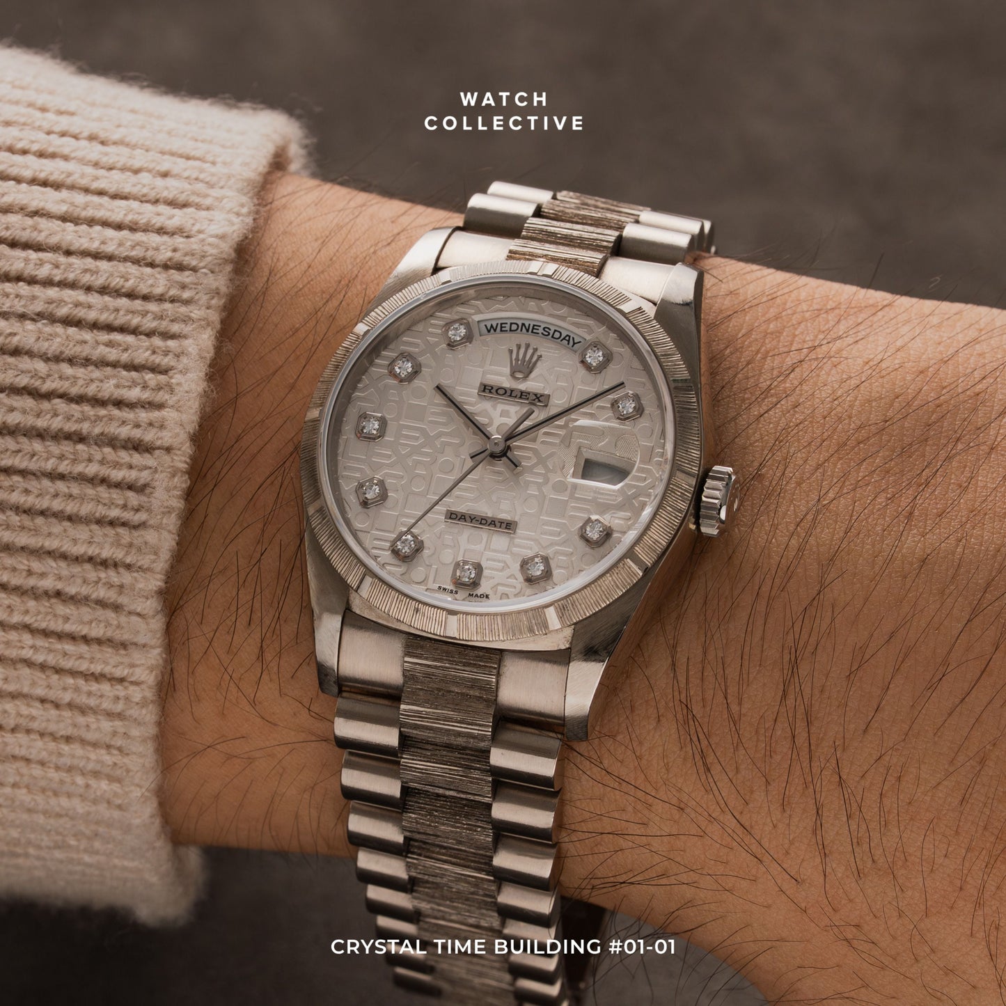 Rolex Daydate 36 18k White Gold Bark Computer dial 36mm automatic 18249