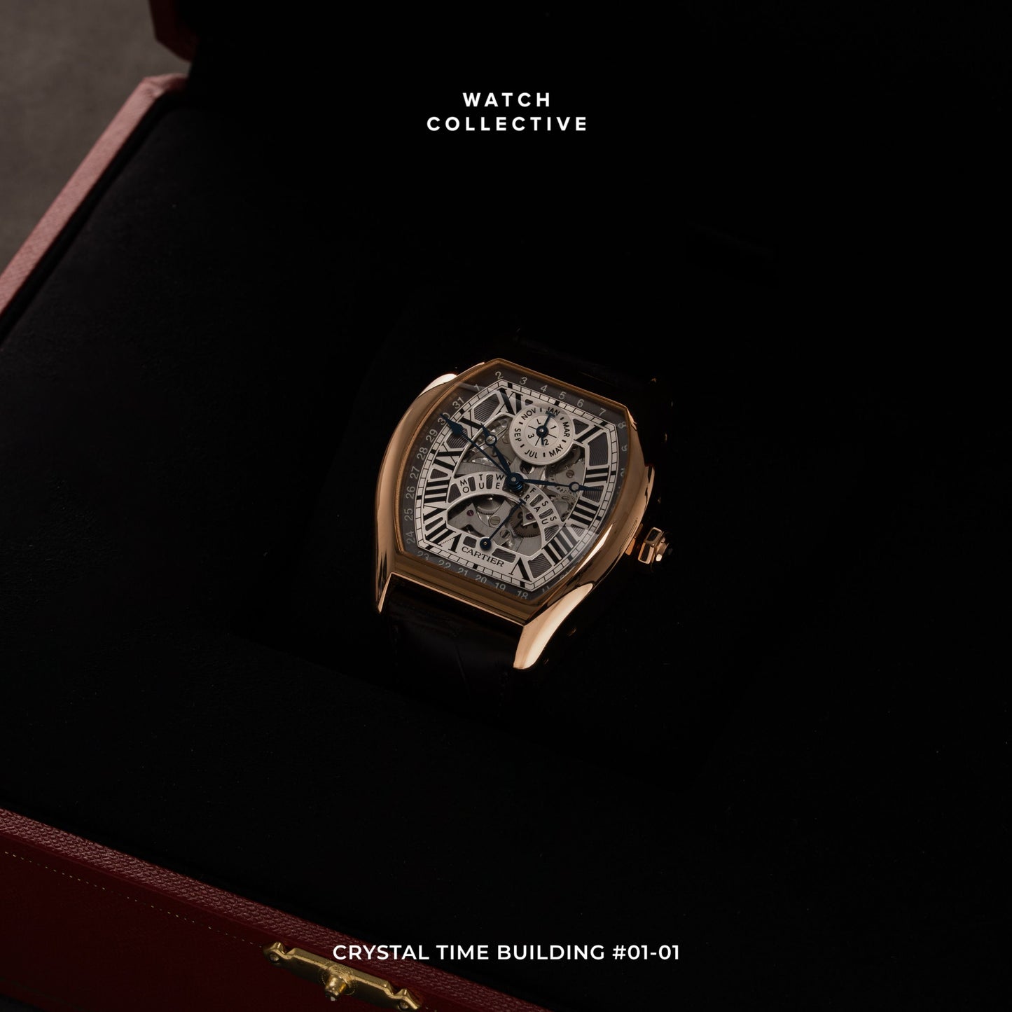 Cartier Tortue XL Skeleton Perpetual Calendar 18k Rose Gold 41mm automatic W1580047